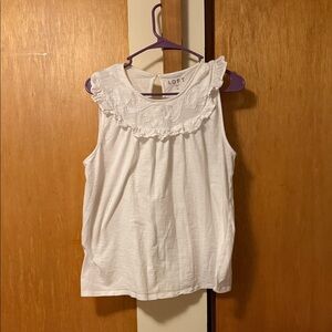 LOFT White Ruffled Neck Sleeveless Blouse